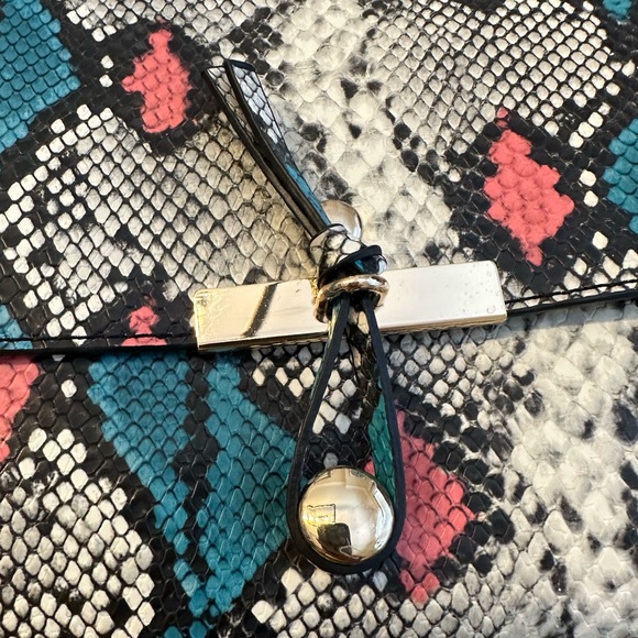 Snakeskin Faux Leather Purse Crossbody Teal Coral Black - Picture 4 of 5
